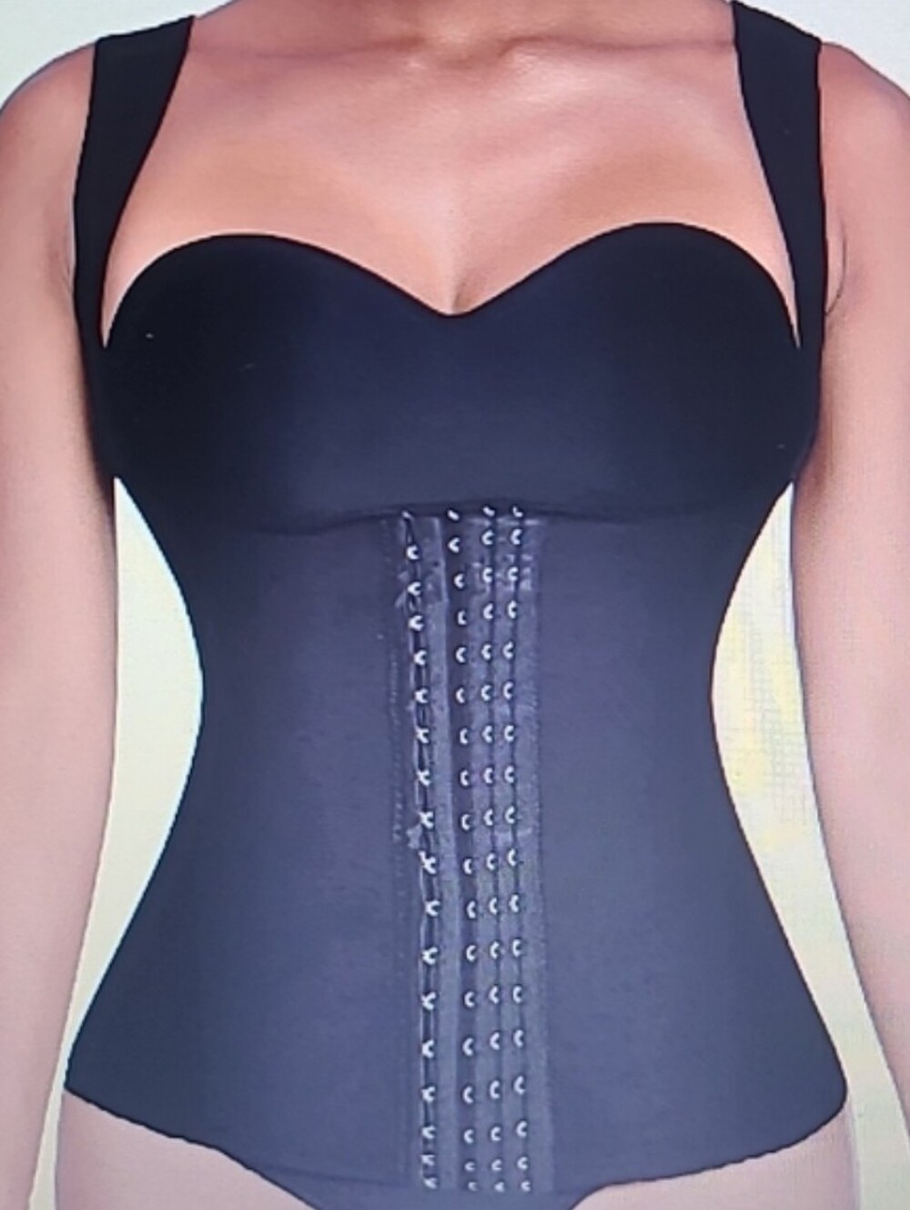 Shapeware By Ekouaer Black Mesh Steel Bonded Corset Waist Trainer Front Closure